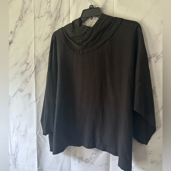 VTG 90s LA FIXSUN LINEN TUNIC LAGENLOOK TOP BLACK WOMENS XL MADE IN USA - Picture 4 of 9